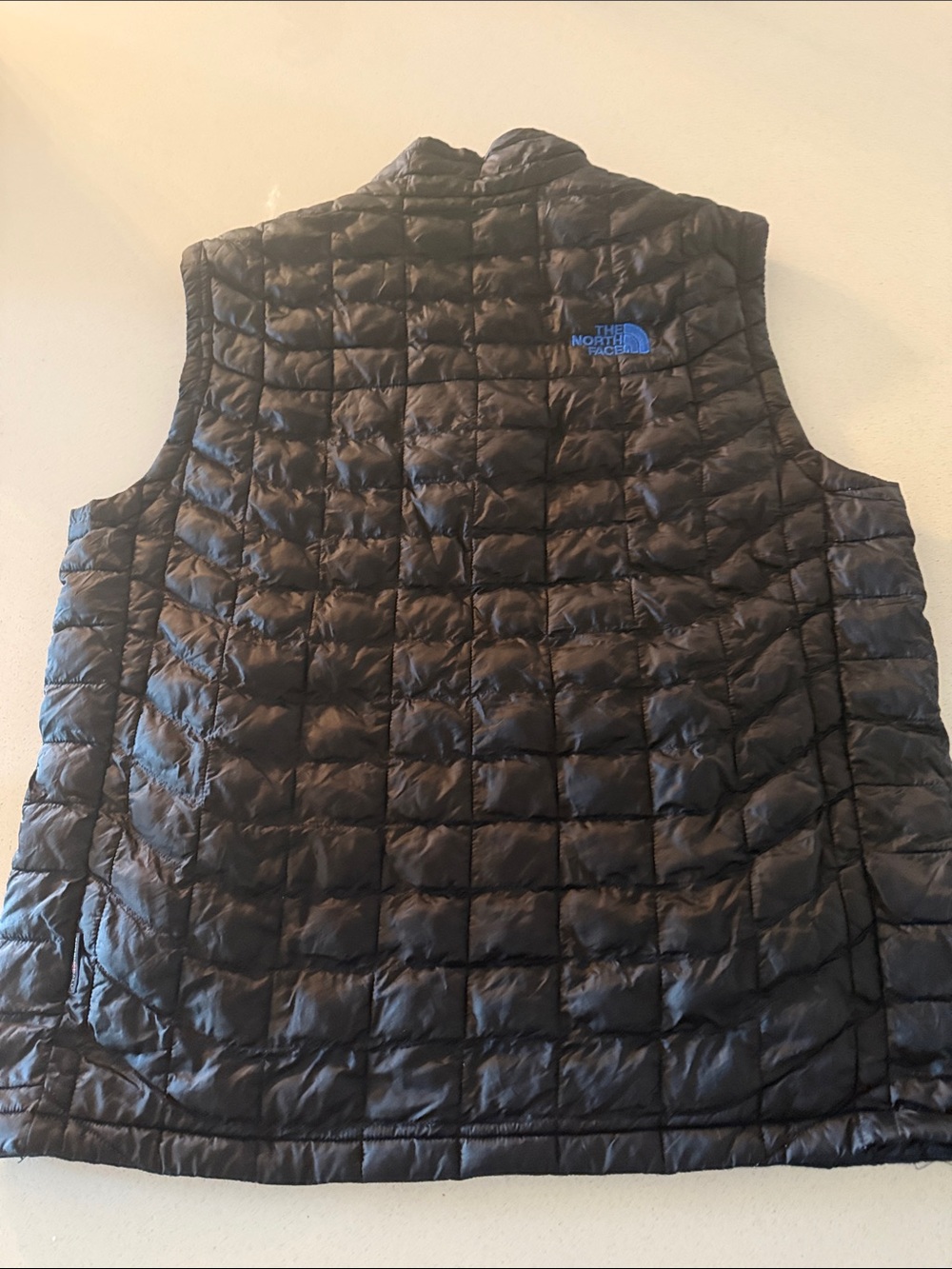 The North Face Black Quilted Vest Thermoball with Blue Accents - Picture 4 of 9